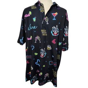 Horn legend bamboo Charcoal luxury polo Texas party shirt sz Large neon colors